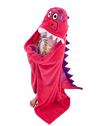 Lazy One Wearable Hooded Blanket for Kids, Animal Hooded Blanket (Pink Dinosaur) - color: Pink Dino Hooded Blanket