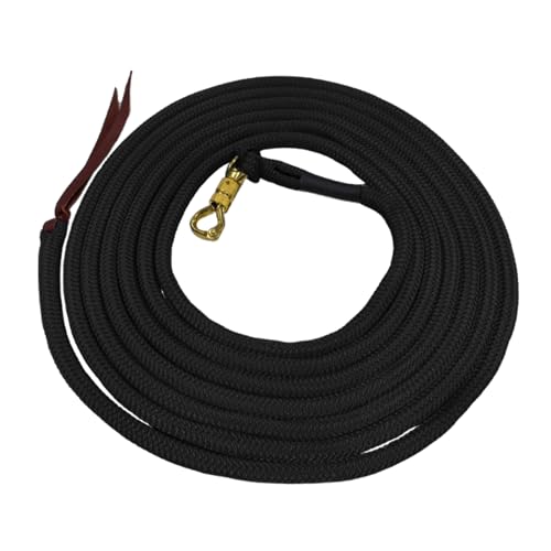 PARELLI 22 Foot Line Ground Training Rope - Strong Everyday Use All-Purpose Large Horse Lead Rope with Loop & Latigo Popper | 9/16" Diameter Smooth Yachting Braid, Black - color: Black