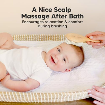 Wooden Baby Hair Brush for Toddler, Infant Cradle Cap (Walnut, Petite) - color: Walnut, size: Oval, Petite 5"