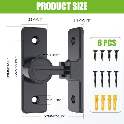 Barn Door Lock Hardware, 90 Degree Flip Latch Privacy Lock,Matte Black 2PC | Heavy Duty Zinc Alloy Sliding Barn Door Latch for Bathroom, Bedroom, Closet, Garage, Shed and Gate - color: Matte Black-2PCS