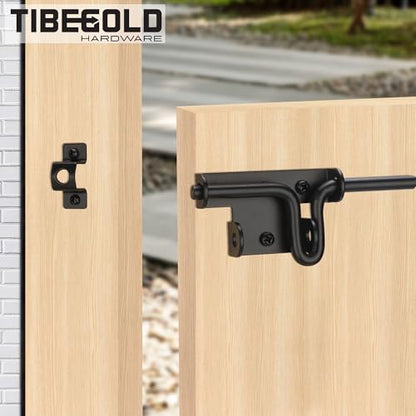 Slide Bolt Gate Latch with Padlock Hole, Heavy Duty Fence Sliding Bolt Gate Latch for Wooden Fence, Slide Latches Outdoor Doors for Wood Vinyl Fence Barn Shed, Black, 1 Pack
