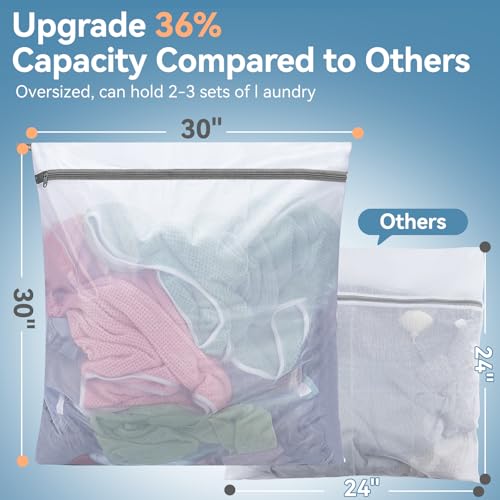 Extra Large Mesh Laundry Bags for Delicates,30"x30" Laundry Bags Mesh Wash Bags for Washing Machine, Delicate Laundry Bag, Travel Clothing Storage Bags for Cruise, Camping, College (2 Pack) - size: 2XX-Large(2Pcs)