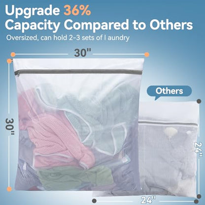 Extra Large Mesh Laundry Bags for Delicates,30"x30" Laundry Bags Mesh Wash Bags for Washing Machine, Delicate Laundry Bag, Travel Clothing Storage Bags for Cruise, Camping, College (2 Pack) - size: 2XX-Large(2Pcs)