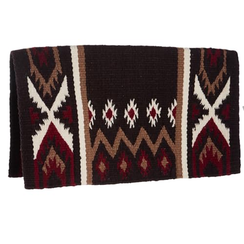 Mayatex 1431-7 New Phoenix Wool Saddle Blanket 38in x 34in - color: Coffee/Red/Cream