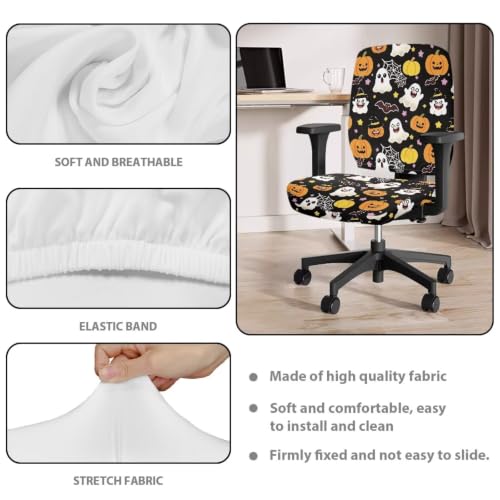 Halloween Bats Ghosts Computer Chair Cover 2 Piece - color: Halloween Bats Ghosts