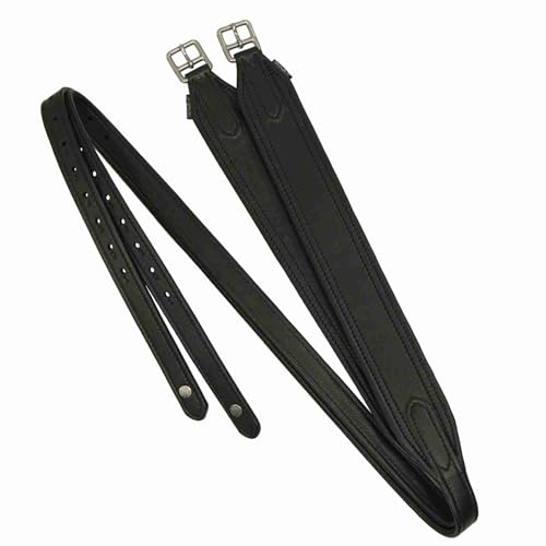 Total Saddle Fit Stability+ Stirrup Leathers Jump & Dressage Styles - Premium Wide Body English Stirrup Leathers - color: Black, size: 60 Dressage