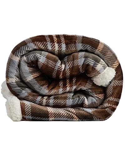Carstens, Inc. Ultra Premium Super Soft Plush Sherpa Fleece Oversized Throw Blanket 54" x 68", Gray Chestnut Plaid - color: Gray Chestnut Plaid