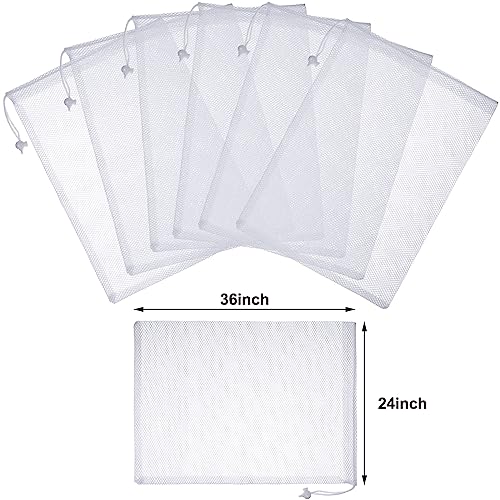 TecUnite 10 Pack Mesh Drawstring Bags for Laundry, 24 x 36 Inch, White - color: White, size: 24 x 36 Inch