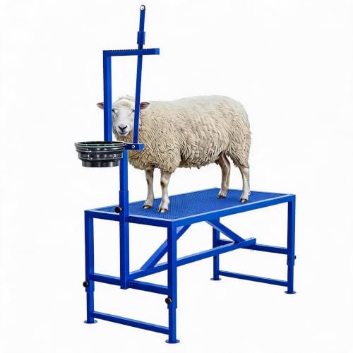 47 inch Heavy Duty 600LBS Goat Milking Stand with Feeder - color: Blue