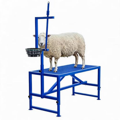 47 inch Heavy Duty 600LBS Goat Milking Stand with Feeder - color: Blue