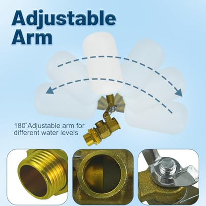 2 Pack Float Ball Valve, 1/2 Inch Brass Water Float Valve with Adjustable Arm, Automatic Water System Filler for Livestock Water Trough, Water Tank, Fountain, Automatic Waterer Bowl Dog Horse - size: 2 Pack
