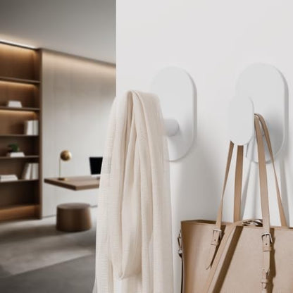 Aikzik Adhesive Towel Hooks - 4 Pack 26LB Heavy Duty Wall Sticky Waterproof Hooks for Hanging Coat, Towel, Robe, Wall Mount for Bathroom or Kitchen (White, Stainless Steel) - color: White-4