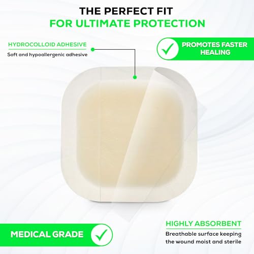 Medvance Absorbent Bordered Hydrocolloid Large Wound Dressing - Waterproof Skin-Friendly Adhesive Pads - Easy Apply Large Bandage - Wound Care & Dressings for Cuts,& More (2"x2" Bandage) (Box of 15)