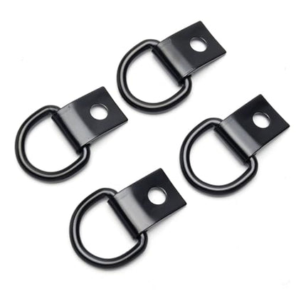 4 Pcs D-Rings Tie Down Anchor Hooks, 10mm Fixing hole D-Ring for Pickup Truck Bed Deck Rails T Slot Nut Screw, Heavy Duty Steel D Ring for Trailer, Camper, Warehouse, Garage, Cargo Cover Mounts, Black - color: Black