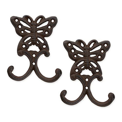DII Cast Iron Decorative Wall Hook Set, Butterfly, 2 Count - size: Butterfly