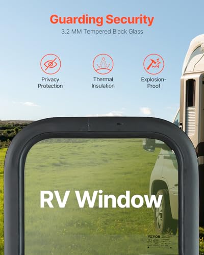 VEVOR Vertical RV Window, 14" W x 22" H, Black Tinted Sliding Window with Net Screen & Trim Ring, Fits 15/16" - 1 3/4" Thickness Wall, DOT Approved for RVs, Trailers, Campers, and Cargo Trailers - size: 14x22in, style: Vertical