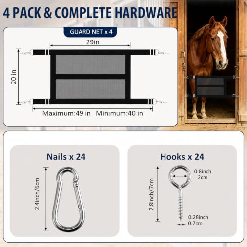 Zonon 4 Pack 29" x 20" Breathable Mesh Stall Guards for Horses