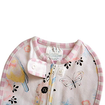 Woombie Grow with Me Baby Swaddle, Convertible Swaddle Fits 0-9 Months, Expands to Wearable Blanket Up to 18 Months, Birds & Stripes - color: Birds & Stripes, style: Grow With Me
