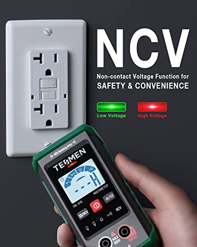 TM-510 Digital Multimeter, 4000 Counts, Smart Measurement, Auto-Ranging Voltmeter; Voltage Tester with Non-Contact Voltage Function, Measures AC/DC Voltage, Resistance, Continuity – Green (Pack of 2) - size: TM-510 Auto Multimeter (Pack of 2)