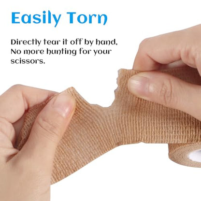 36 Rolls Elastic Self Adhesive Bandage Wrap 2 Inch, Breathable Non Woven Cohesive Bandage, Vet Wrap for Dogs, Ankle Sprains Swelling Medical First Aid Tape, Sports Athletic Tape Brown - color: 2 Inch-36 Count Brown