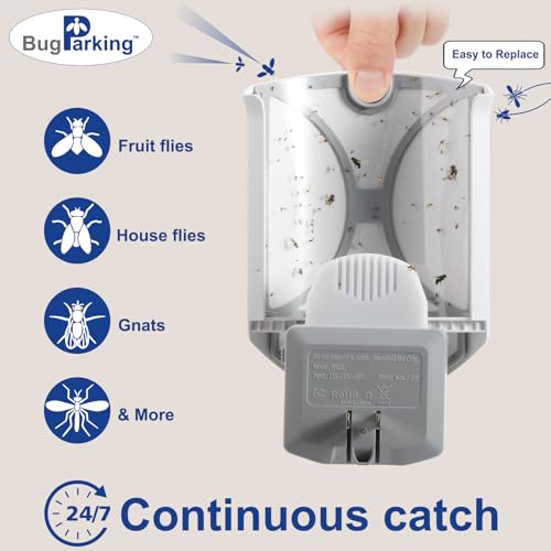Flying Insect Trap for Fruit Flies,Gnats,1 Devices & 3 Refills | Plug-in UV Light for House flies, Silent Sticky Catcher for Indoor Use