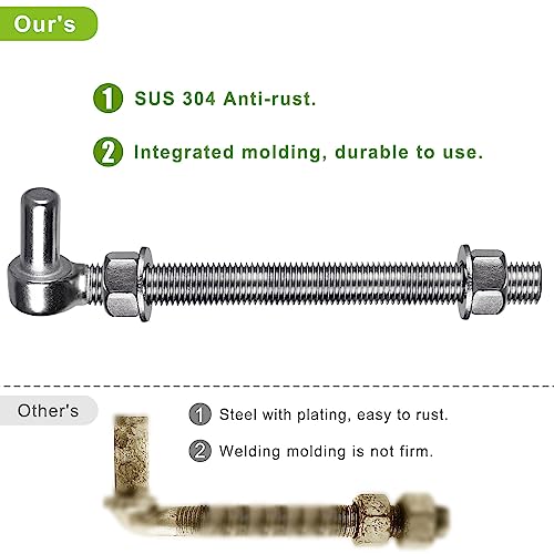 Insaga M16x 8'' J-Bolt Gate Hinge, 304 Stainless Steel J-Bolt Post Hinge for Farm Gate, 5/8" Male Pin J-Bolt Hinge for Chain Link Fence Gate, Gate Hinges for Metal Gates (2Pcs) - color: M16-8''-2PCS