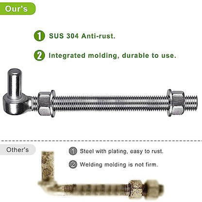 Insaga M16x 8'' J-Bolt Gate Hinge, 304 Stainless Steel J-Bolt Post Hinge for Farm Gate, 5/8" Male Pin J-Bolt Hinge for Chain Link Fence Gate, Gate Hinges for Metal Gates (2Pcs) - color: M16-8''-2PCS