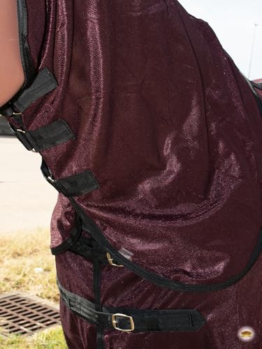 HILASON Horse Fly Sheet Breathable Mesh UV Protection Mosquito Bug Summer - color: Wine, size: 81 In