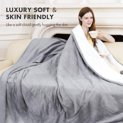 Electric Heated Blanket Twin Grey, 10Hrs Auto-Off, ETL Certified - color: 06 - Grey, size: Twin - 62" x 84"