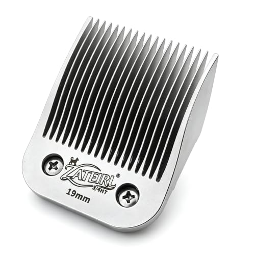 Size 3/4HT Detachable Pet Grooming Clipper Blade with Ceramic Cutter, 19mm 3/4 Inch Cut Length, Silver, Compatible with Andis, Oster A5, Wahl KM10, 1 Pack - color: Silver, size: 3/4HT 19mm