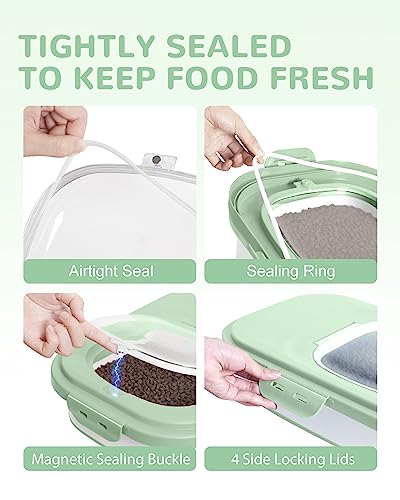 20-23Lbs Dog Food Storage Container Airtight,Collapsible Dog Food Container - color: Green&White