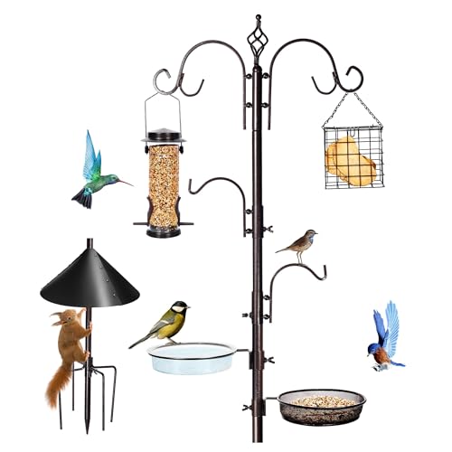 YINGYM 87 Inch Bird Feeding Station Kit with Squirrel Baffle for Outside - size: 87 Inches with Squirrel Baffle