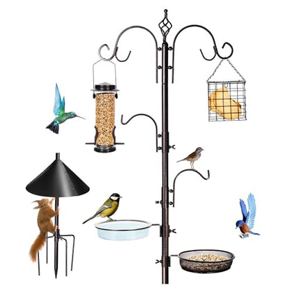 YINGYM 87 Inch Bird Feeding Station Kit with Squirrel Baffle for Outside - size: 87 Inches with Squirrel Baffle
