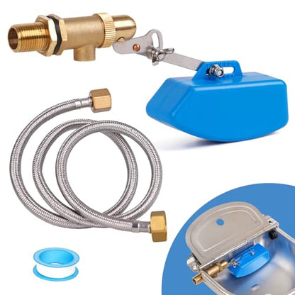 1/2 Inch Brass Float Valve for Water Tank with Hose Auto Shut Off Pool Fill Valve Automatic Fill Float Ball Valve for Stock Fountains Livestock Waterer Troughs (1/2 Inch Float Valve, 1)
