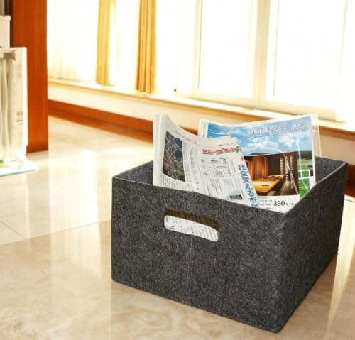 1 pack 13 * 10.2 * 6.3 inch felt storage basket self-supporting collapsible for storaging and sorting of clothes, toys and office files