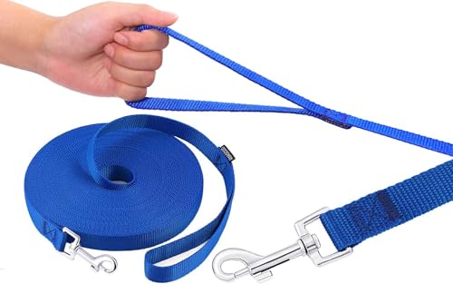 AMAGOOD Dog/Puppy Obedience Recall Training Agility Lead-15 ft 20 ft 30 ft 50 ft Long Leash-for Dog Training,Tie Out,Play,Safety,Camping (15Feet x 1Inch, Blue) - color: Blue, size: 1 Inch x 15 Feet