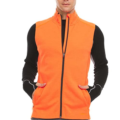 100% Merino Wool Mens Vest - Expedition Heavyweight Vest - Moisture Wicking - color: Blaze Orange, size: Medium