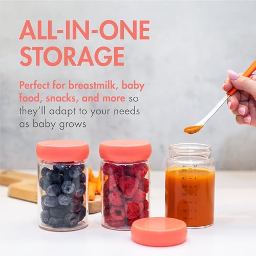 Boon Cache Glass Storage Bottles with Lids - 7 Oz - 3 Count