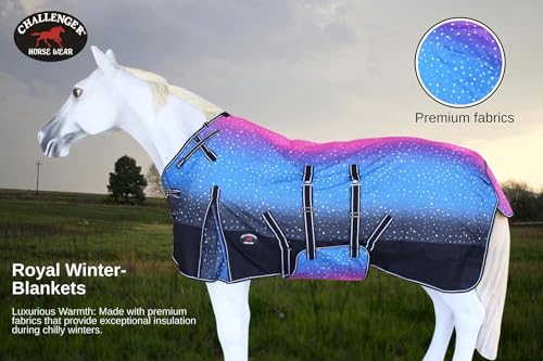 Challenger 1200D Turnout Waterproof Rain Horse Sheet Light Winter Blanket 391B - color: Galaxy, size: 60 inches