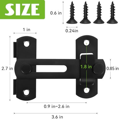 Flip Latch Gate Latch, Barn Door Lock, Door Latches for Top of Door, Barn Wood Fence, Backyard, Cabinet, Heavy Duty 201 Stainless Steel Gate Hardware Black