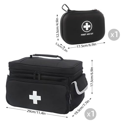 First Aid Bag Empty Large 11.5x7.7x7 inch, with Hanging Bag, Empty First Aid Kit for Pet, Home, Car, Travel, Camping, Emergency Supplies Storage (Black)