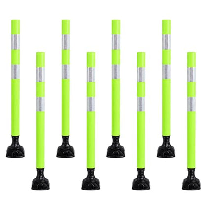 8 Pack Traffic Delineator Posts – High Visibility Reflective Safety Cones with Spring Base for Roadway, Parking, Garage, Construction Zones (Green, 36 Inch) - color: Green