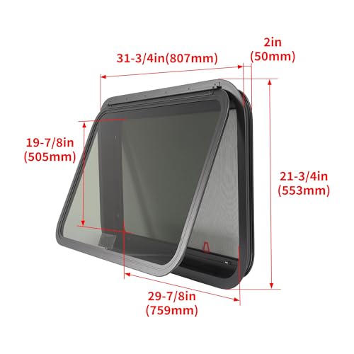 Wutist 30"W x 20"H RV Exit Window Push Out w/Screen & Trim Ring Emergency