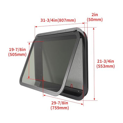 Wutist 30"W x 20"H RV Exit Window Push Out w/Screen & Trim Ring Emergency