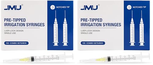 JMU 100pcs Dental Irrigation Syringes 3cc with 27G Blunt Dispensing Endodontic Irrigarion Needles, Luer Lock Design (Pack of 2) - size: 3ML 27G (Pack of 2)