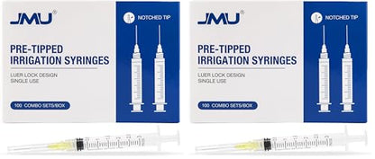 JMU 100pcs Dental Irrigation Syringes 3cc with 27G Blunt Dispensing Endodontic Irrigarion Needles, Luer Lock Design (Pack of 2) - size: 3ML 27G (Pack of 2)