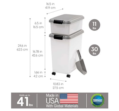 IRIS USA Dog Food Storage Container, Up to 30+11 lbs, Gray/Dark Gray - color: Silver