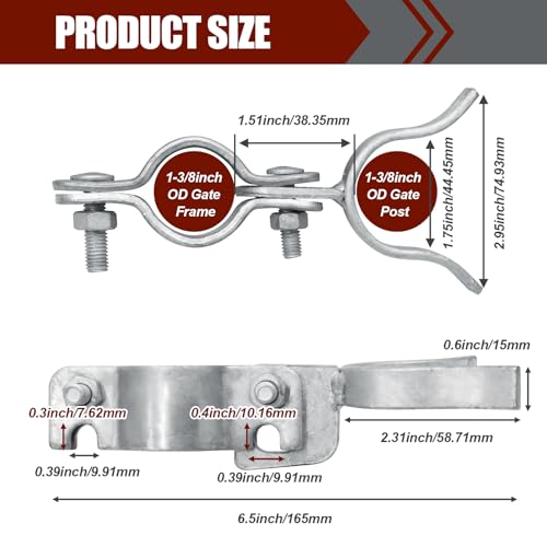 1-3/8" x 1-3/8" Chain Link Gate Latch, Silver - size: 1-3/8" x 1-3/8"