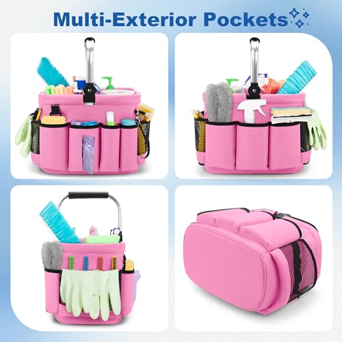 PGmoon Cleaning Caddy Organizer with Handle,Pink - color: Pink