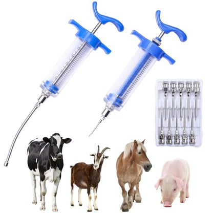 2Pcs 30ml Goat Drench Syringe, Adjustable Reusable Drench Gun - size: 30ML